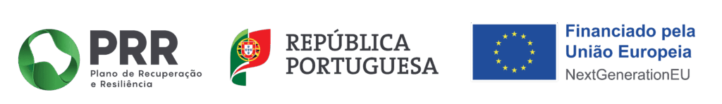 Logótipos de cofinanciamento: PRR, República Portuguesa e União Europeia