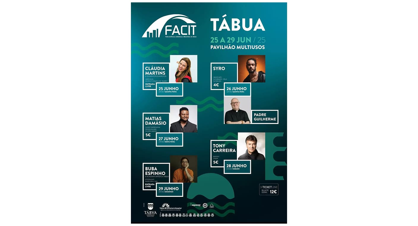 Cartaz da programação da FACIT 2025 em Tábua