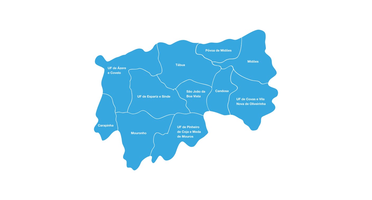 Mapa das freguesias do concelho de Tábua