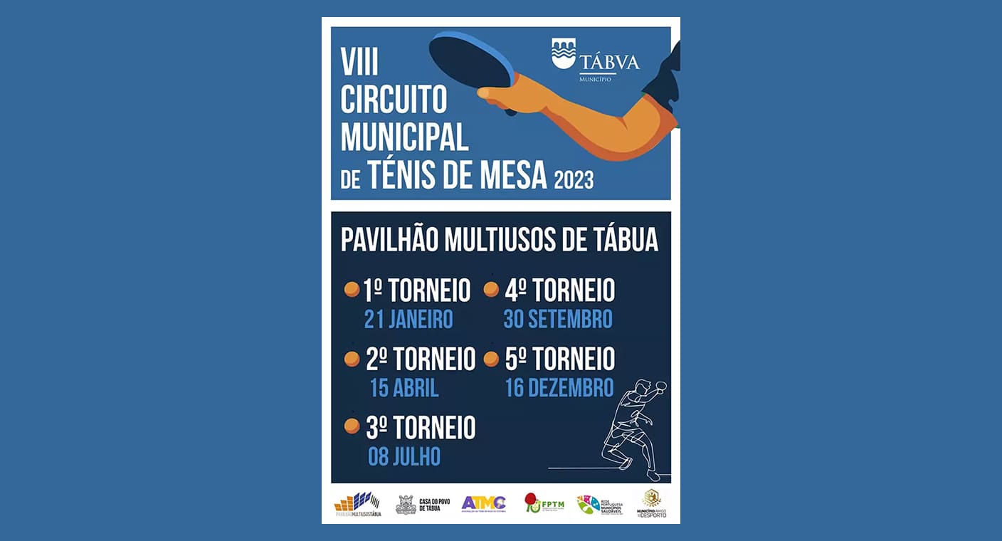 Cartaz do oitavo Circuito Municipal de Ténis de Mesa