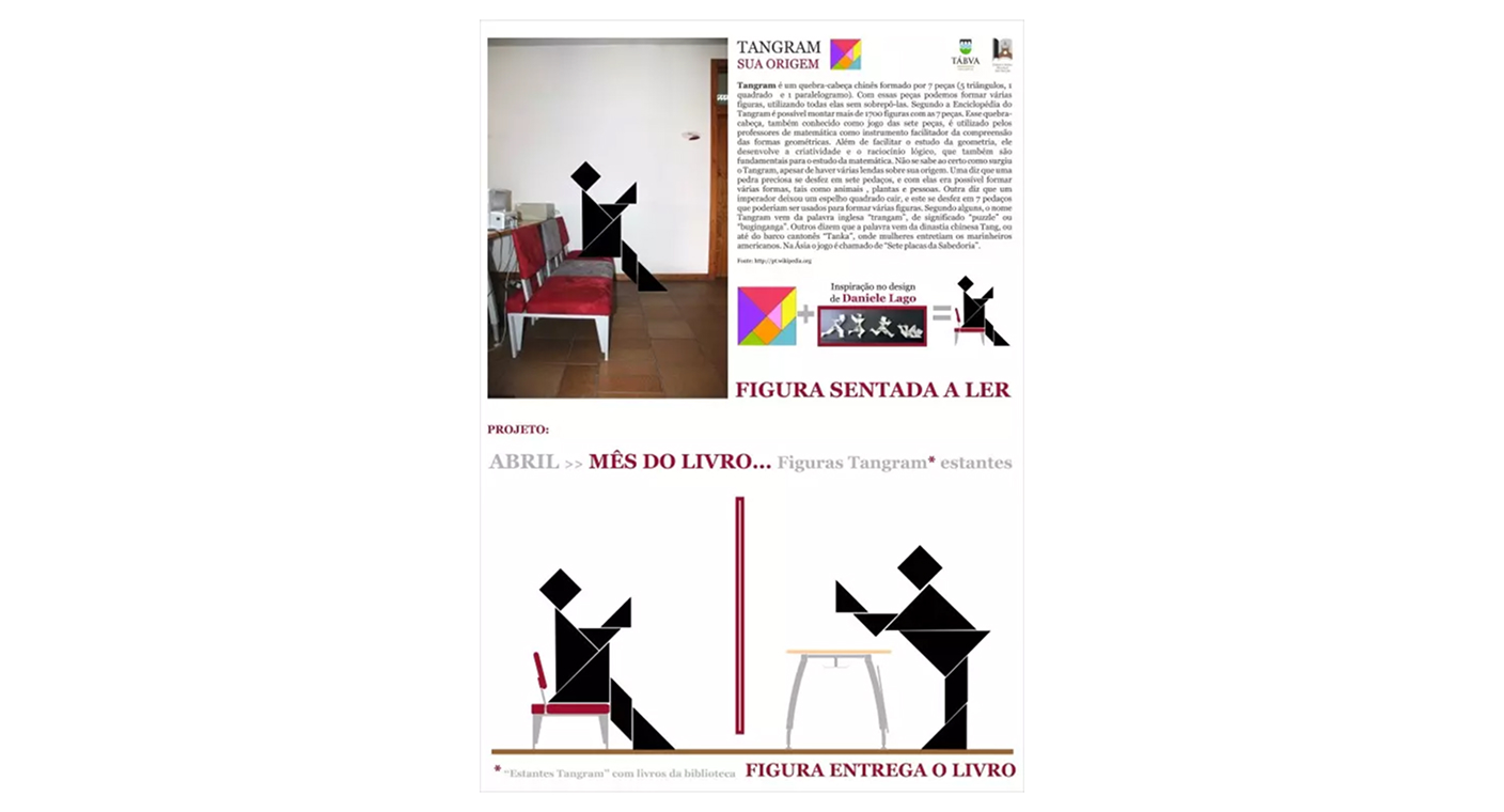 Painel explicativo de uma instalação artística dedicada à leitura