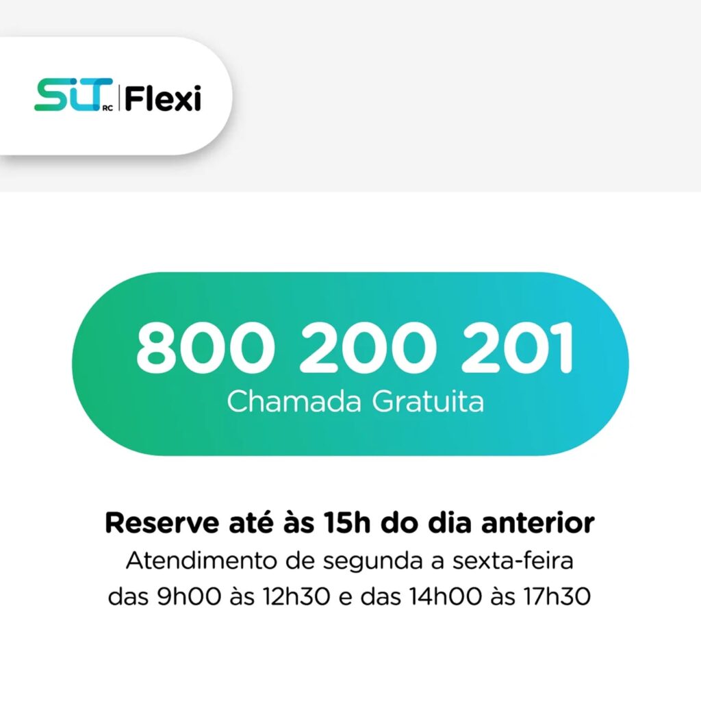 Número gratuito 800 200 201 para reservas do SIT Flexi
