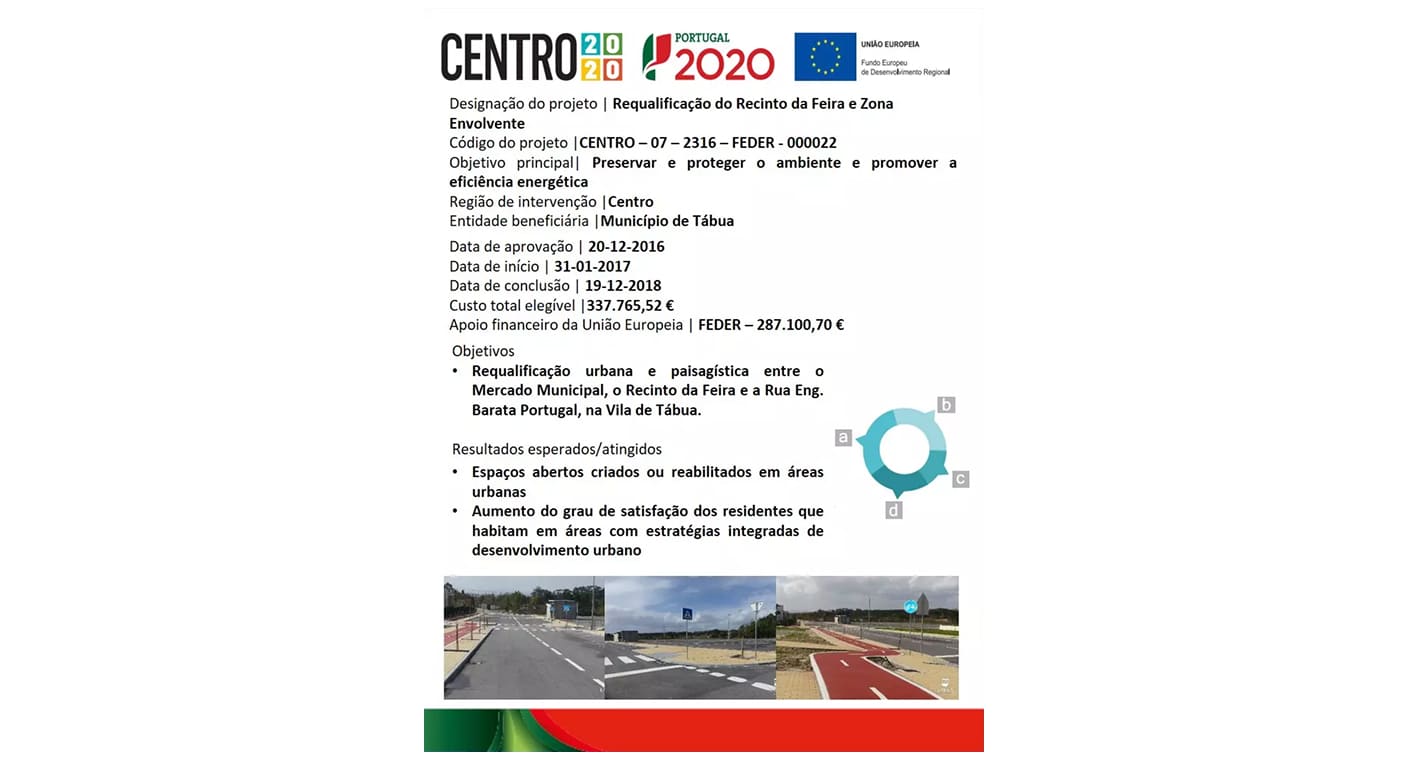 Ficha do projeto de requalificação do Recinto da Feira e Zona Envolvente de Tábua.