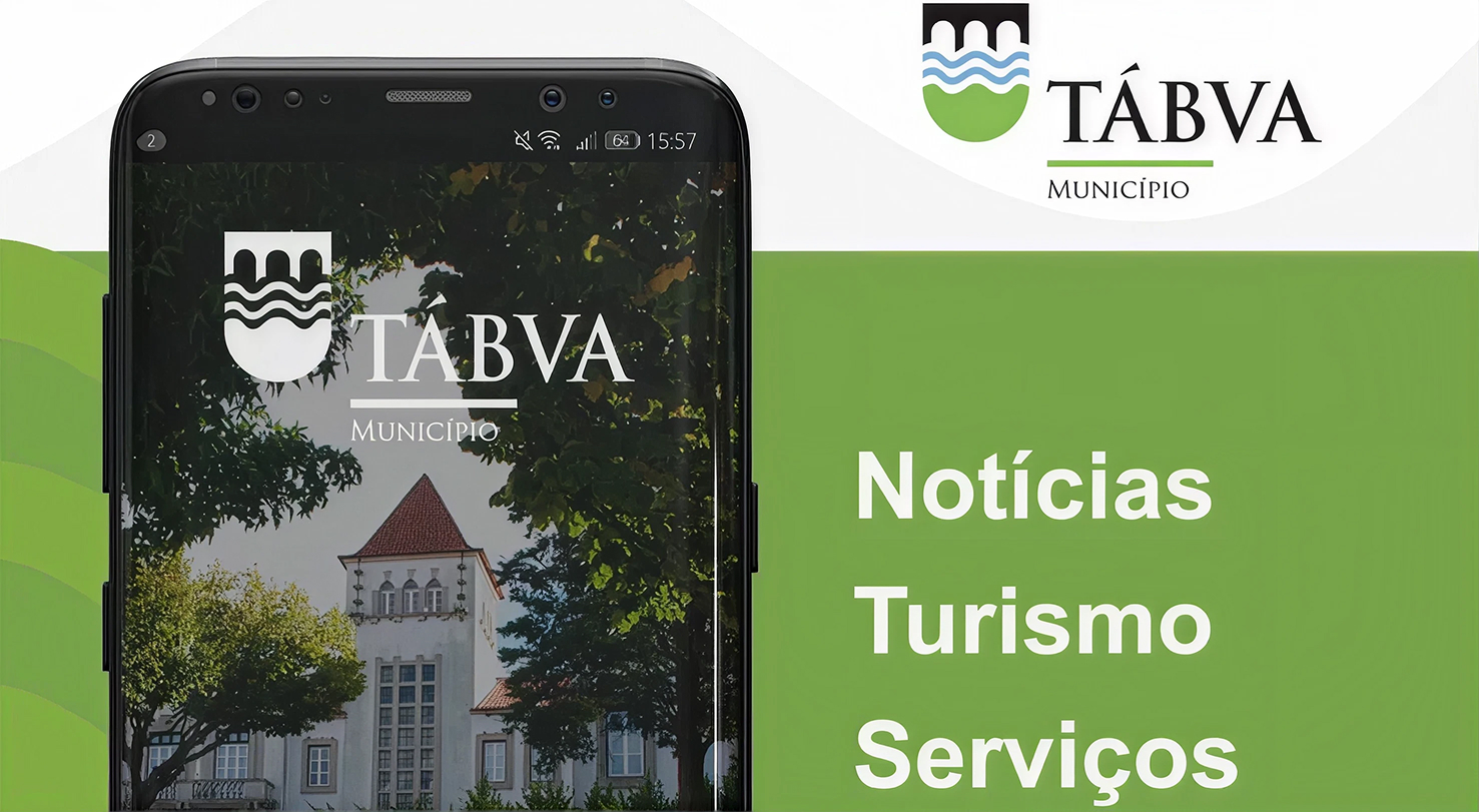 Telemóvel com o portal do Município de Tábua para notícias, turismo e serviços