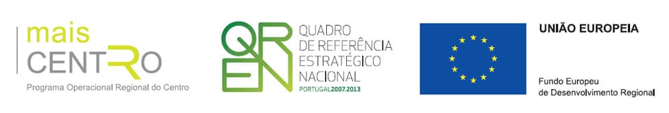Logótipos do Mais Centro, QREN e União Europeia