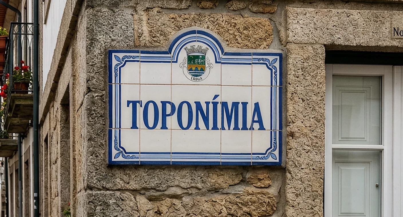 Placa de toponímia instalada numa fachada de pedra